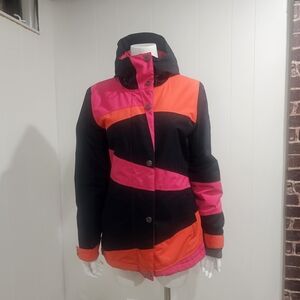 ROXY Snowboard Jacket Small Pink Orange 10K DryFlight Ski Coa